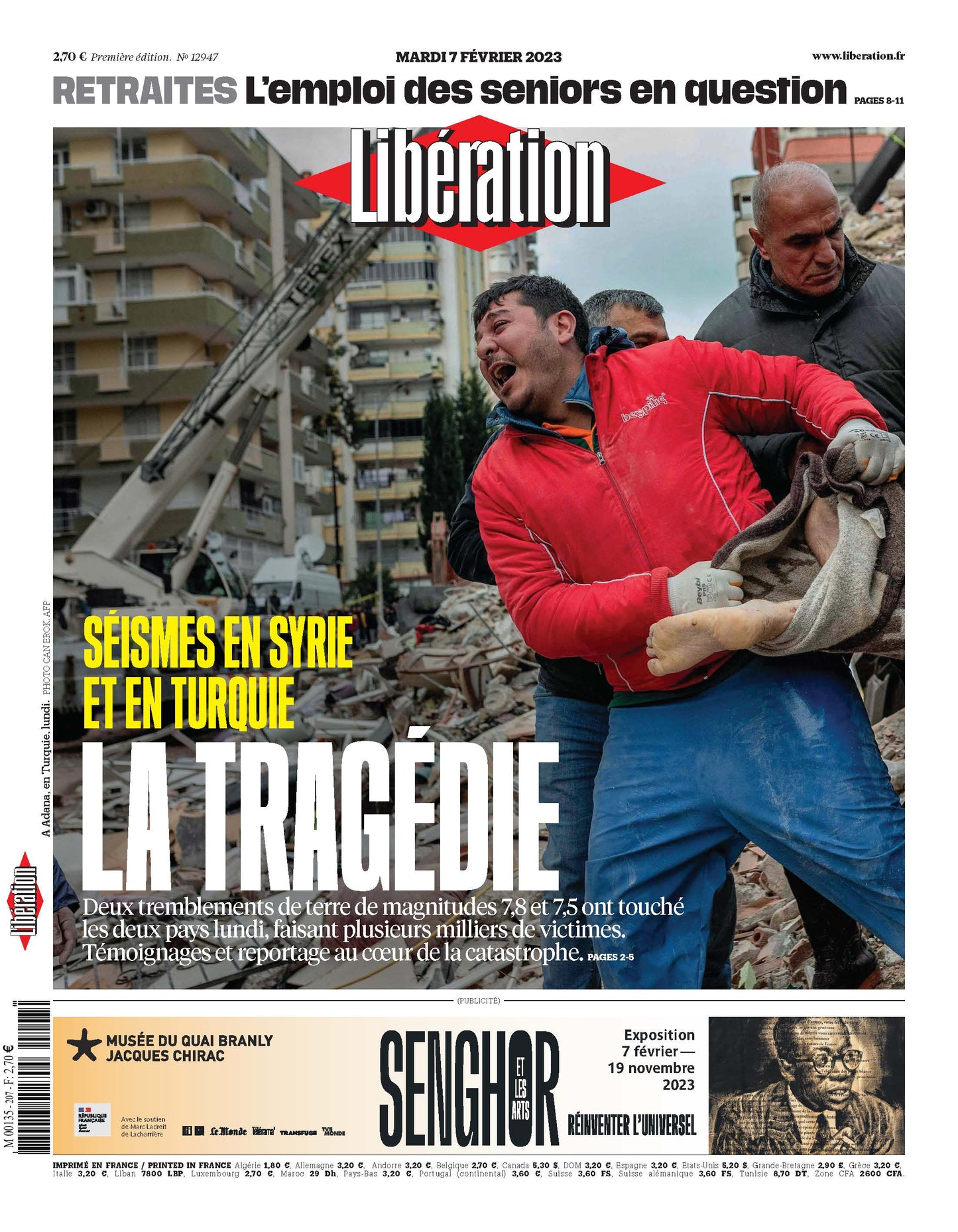 S¨¦ismes en Syrie et en Turquie : la trag¨¦die. 7 f¨¦vrier 2023
